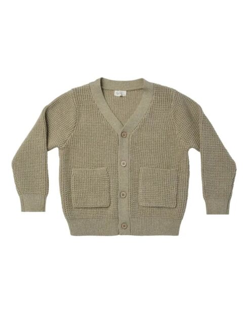 Cardigan con motivo waffle color salvia