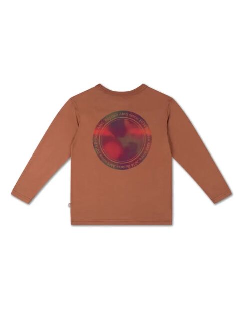 Braunes schlichtes langärmliges Baumwoll-T-Shirt