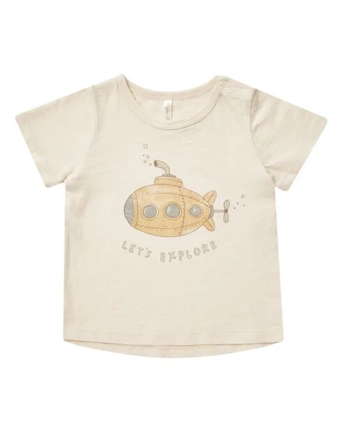T-shirt ecru a manica corta in cotone Let's Explore