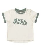 Make Waves cremefarbenes Kurzarmshirt aus Baumwolle