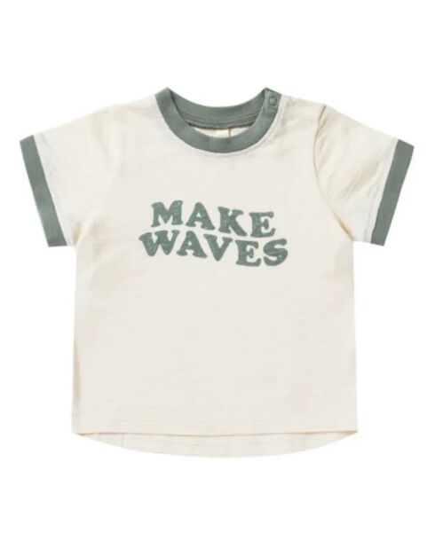 Make Waves cremefarbenes Kurzarmshirt aus Baumwolle