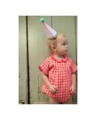 Pagliaccetto Cherry Gingham in cotone rosa confetto