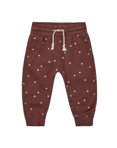 Pantaloni da jogging marroni in cotone con stelle