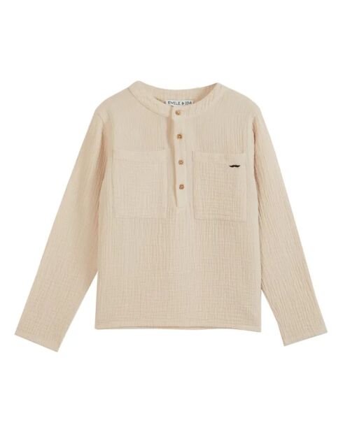 Kurta in cotone a manica lunga écru