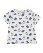 T-shirt in cotone a manica corta con nuvole ecru