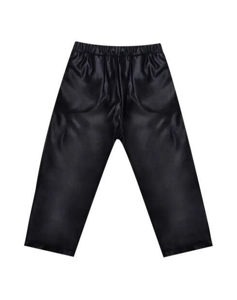 Pantaloni dritti neri in pelle riciclata