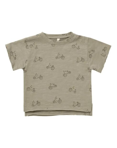 T-shirt Bikes raw edge sage in cotone a manica corta