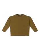 T-shirt in cotone con tasca a manica lunga verde kaki