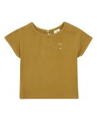 Khakigrünes Kurzarm-T-Shirt aus Baumwolle für Babys