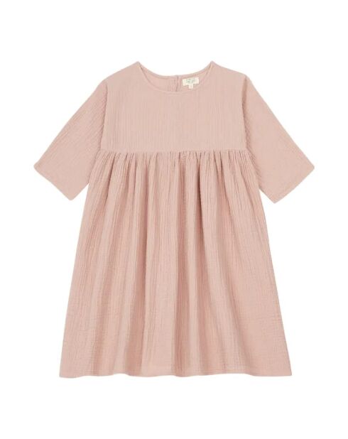 Abito corto rosa chiaro in cotone