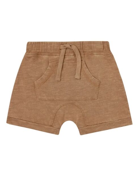 Pantaloncini in cotone tinta unita color cammello