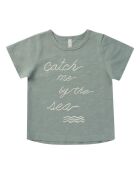 Catch Me By The Sea wassergrünes Kurzarm-T-Shirt aus Baumwolle