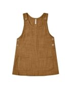 Kamelfarbenes kurzes Jumpsuit-Kleid aus Baumwolle