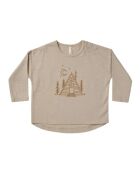 Cremefarbenes Langarm-T-Shirt aus Baumwolle