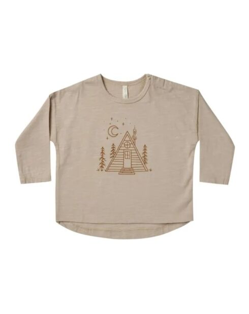 Cremefarbenes Langarm-T-Shirt aus Baumwolle
