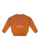Felpa in cotone tinta unita con logo arancione