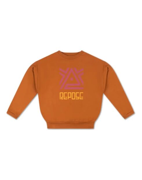 Orangefarbenes Sweatshirt aus Baumwolle mit Rundhalsausschnitt und Logo