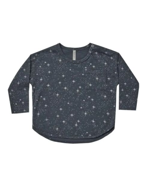 T-shirt in cotone a manica lunga blu navy Night Sky