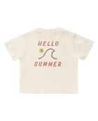 T-shirt in cotone a manica corta ecru Hello summer