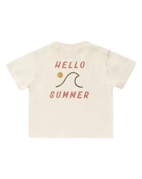 T-shirt in cotone a manica corta ecru Hello summer
