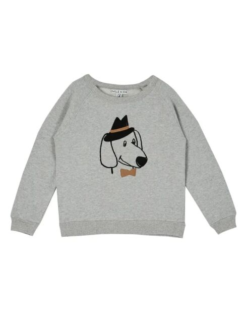 Heather Grey Hunde-Sweatshirt mit Rundhalsausschnitt aus Baumwolle