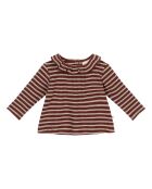 T-shirt Enes in cotone colerette a righe a manica lunga color cioccolato