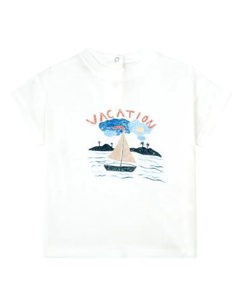 T-shirt Ahipa in cotone a manica corta ecru