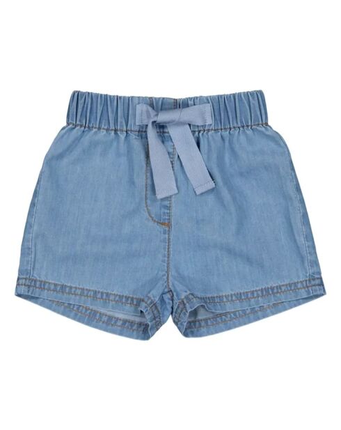 Pantaloncini Pekin chambray blu in jeans di cotone