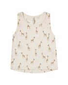 Ecrufarbenes Tanktop aus Baumwolle mit Giraffenmotiv