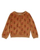Karamellfarbenes Baumwoll-Sweatshirt mit Rundhalsausschnitt
