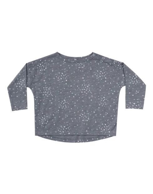 T-shirt a maniche lunghe blu grigio ondulato