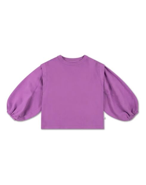 Violettes schlichtes Baumwoll-Sweatshirt mit Rundhalsausschnitt
