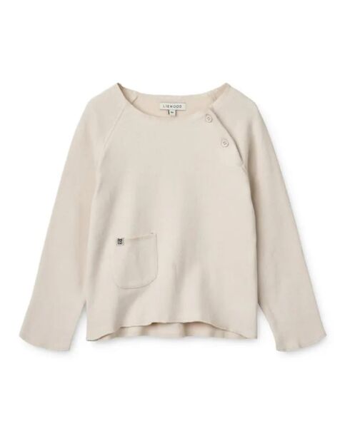 T-shirt Lolan ecru a manica lunga in cotone a costine