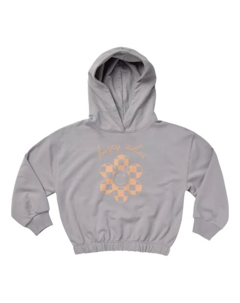 Happy Vibes Kapuzenpullover aus Baumwolle, grau