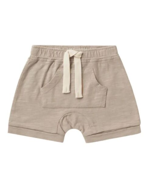 Shorts beige in cotone con coulisse