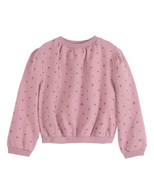 Rosafarbenes Baumwoll-Sweatshirt mit Rundhalsausschnitt