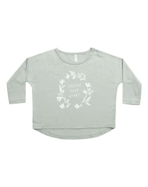 T-shirt in cotone a manica lunga blu cavallo