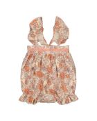 Barboteuse en coton à bretelles lurex fleurie Merveille rose pâle