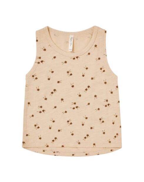 Canotta in cotone stampato rosa beige