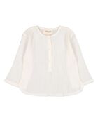 Kurta in cotone a maniche lunghe ecru uncle crepe