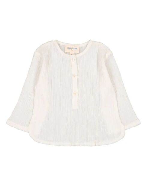 Kurta en coton manches longues crépon oncle écru