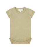 Body a maniche corte in cotone con tasca color sabbia