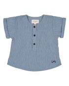 Kurta Solal in cotone a righe blu a maniche corte