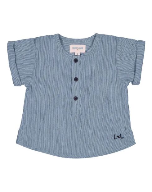 Kurta Solal in cotone a righe blu a maniche corte