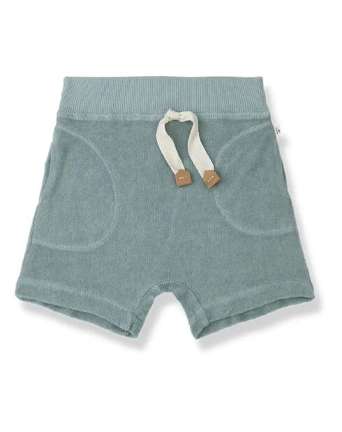 Shorts Enzo blu verde in cotone spugnato