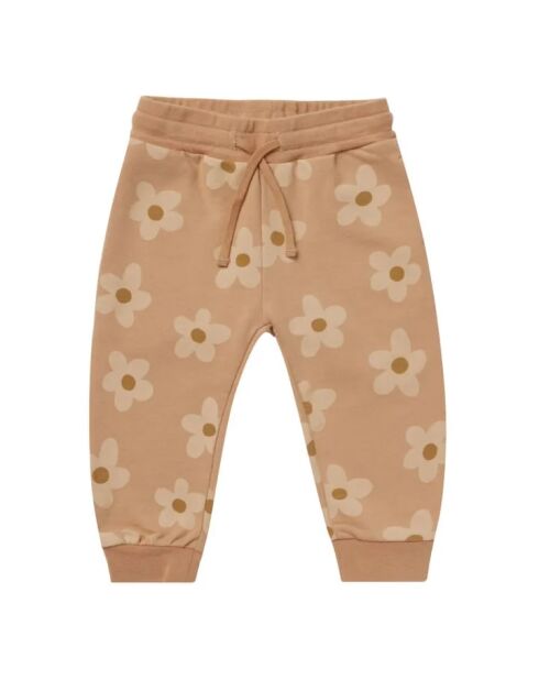 Joggers rosa a fiori in cotone