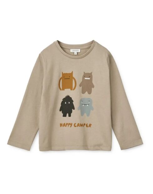 T-shirt beige in cotone a manica lunga Monsters Apia