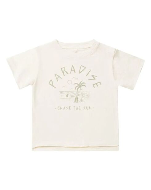 T-shirt Chase the Sun in cotone a manica corta color avorio