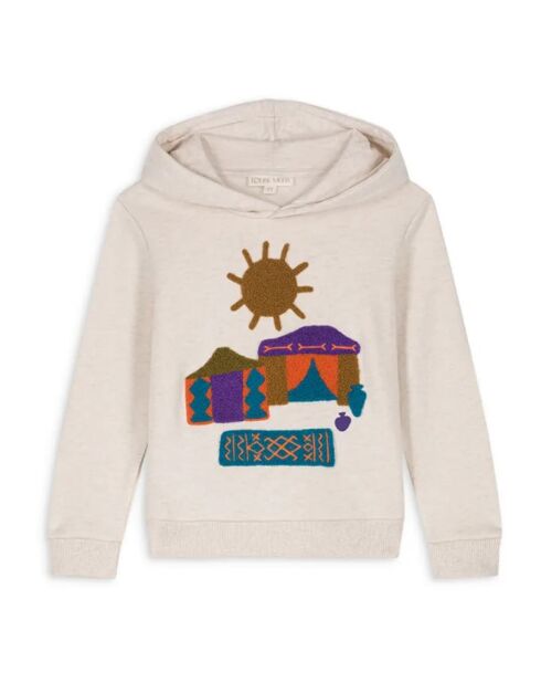 Issah meliertes ecrufarbenes Kapuzen-Sweatshirt aus Baumwolle