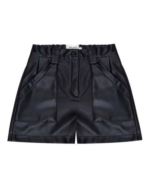 Zwarte korte broek van gerecycled leer